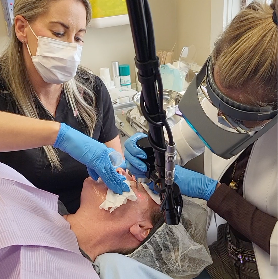 woman with CO2 Laser